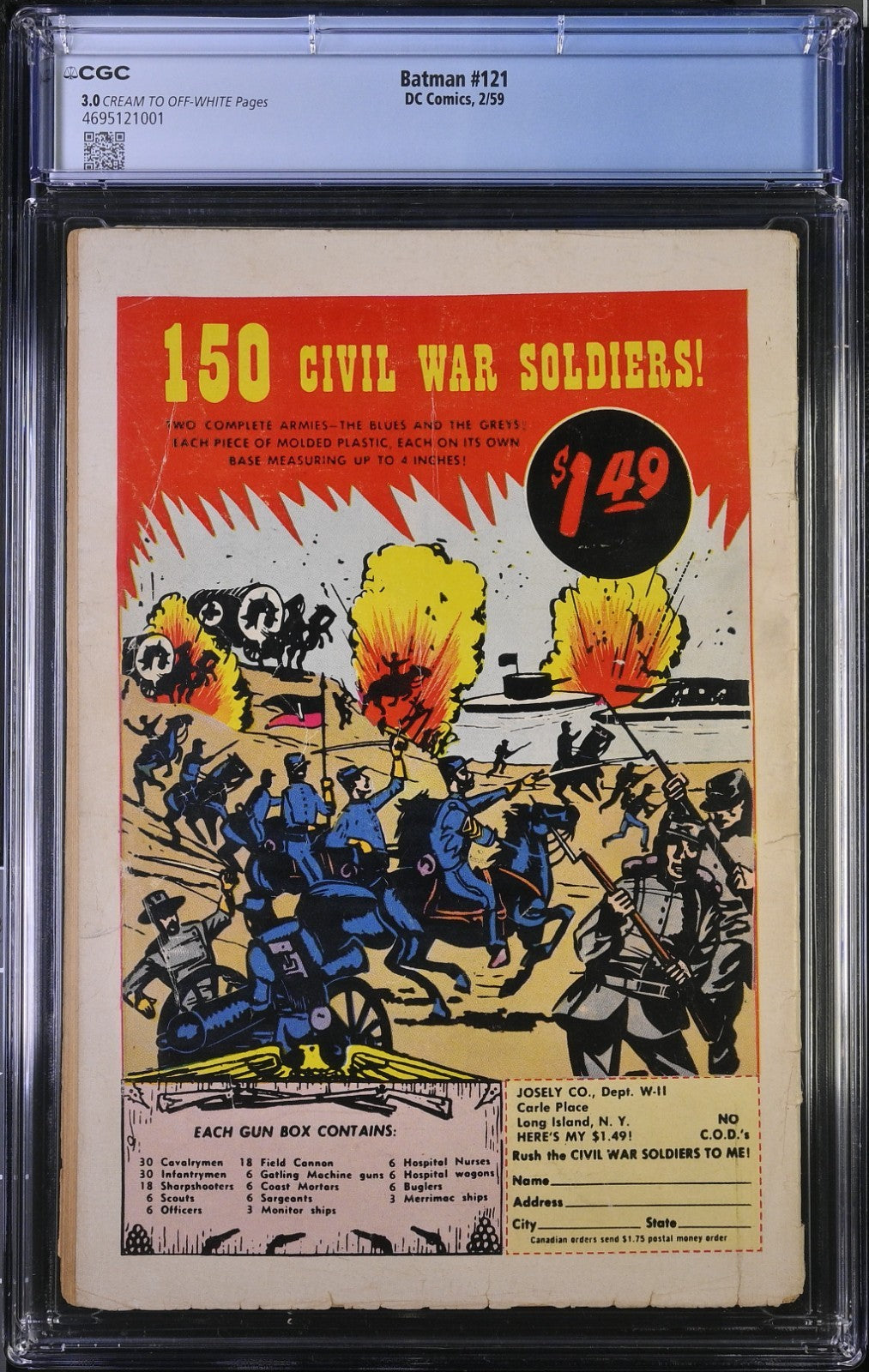 Batman #121 CGC 3.0 DC Comics 1959 First Mr Freeze - Flash 105 Ad SILVER Age KEY