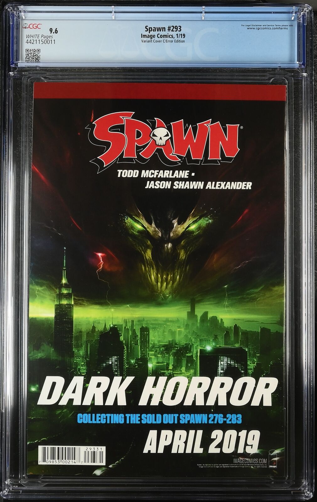 Spawn 293 CGC 9.6 ERROR Sketch Variant Image Comics Todd McFarlane 2019
