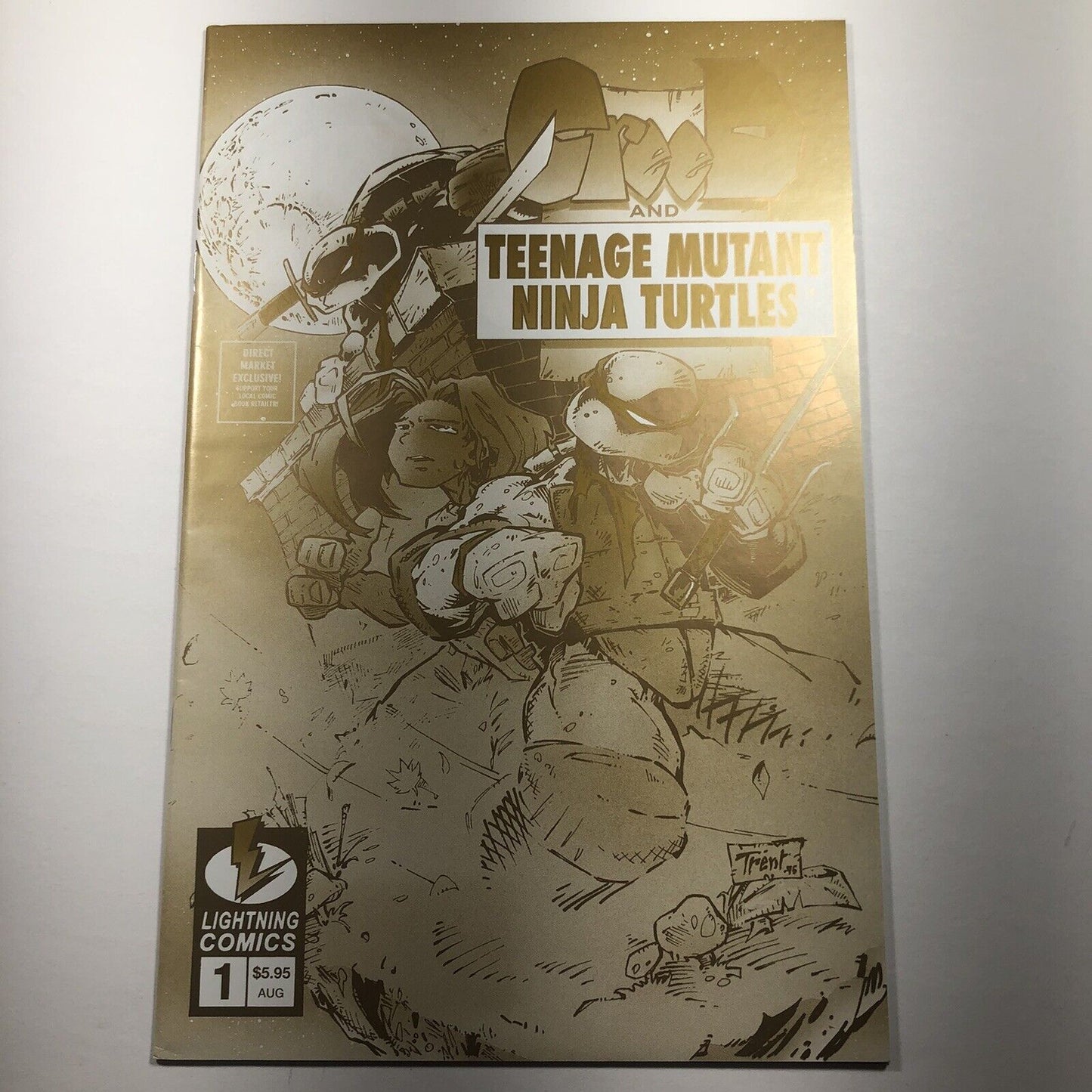 Creed and Teenage Mutant Ninja Turtles 1 RARE GOLD Variant 1200 Print Lightning