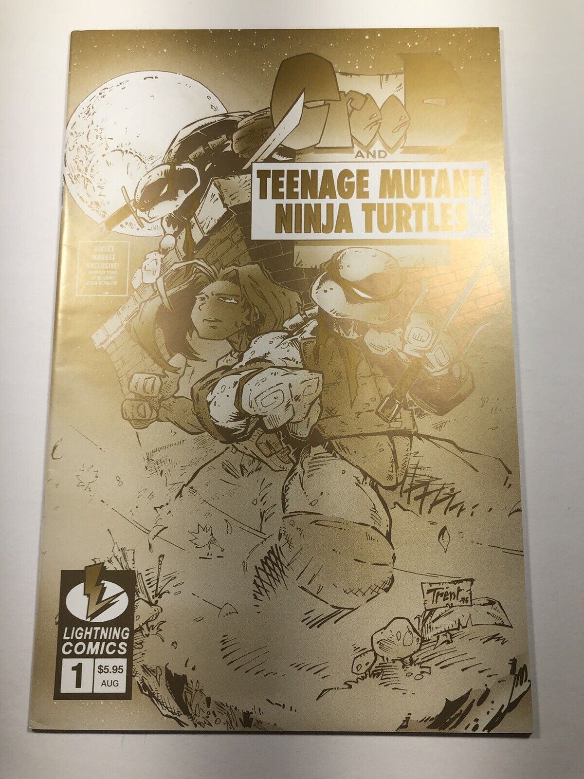 Creed and Teenage Mutant Ninja Turtles 1 RARE GOLD Variant 1200 Print Lightning 