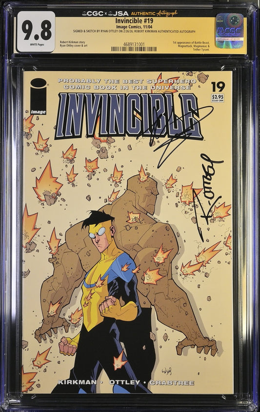 Invincible 19 CGC SS 9.8 Ryan Ottley Robert Kirkman POP 1 1st Battle Beast 2004