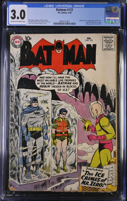 Batman #121 CGC 3.0 DC Comics 1959 First Mr Freeze - Flash 105 Ad SILVER Age KEY