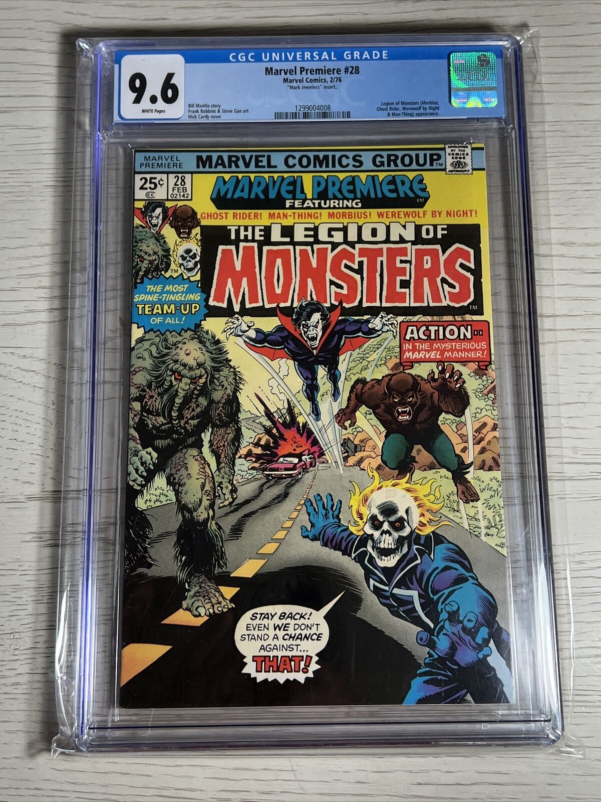 Marvel Premiere #28 CGC 9.6 MARK JEWELERS - WHITE PAGES Legion of Monsters 1976