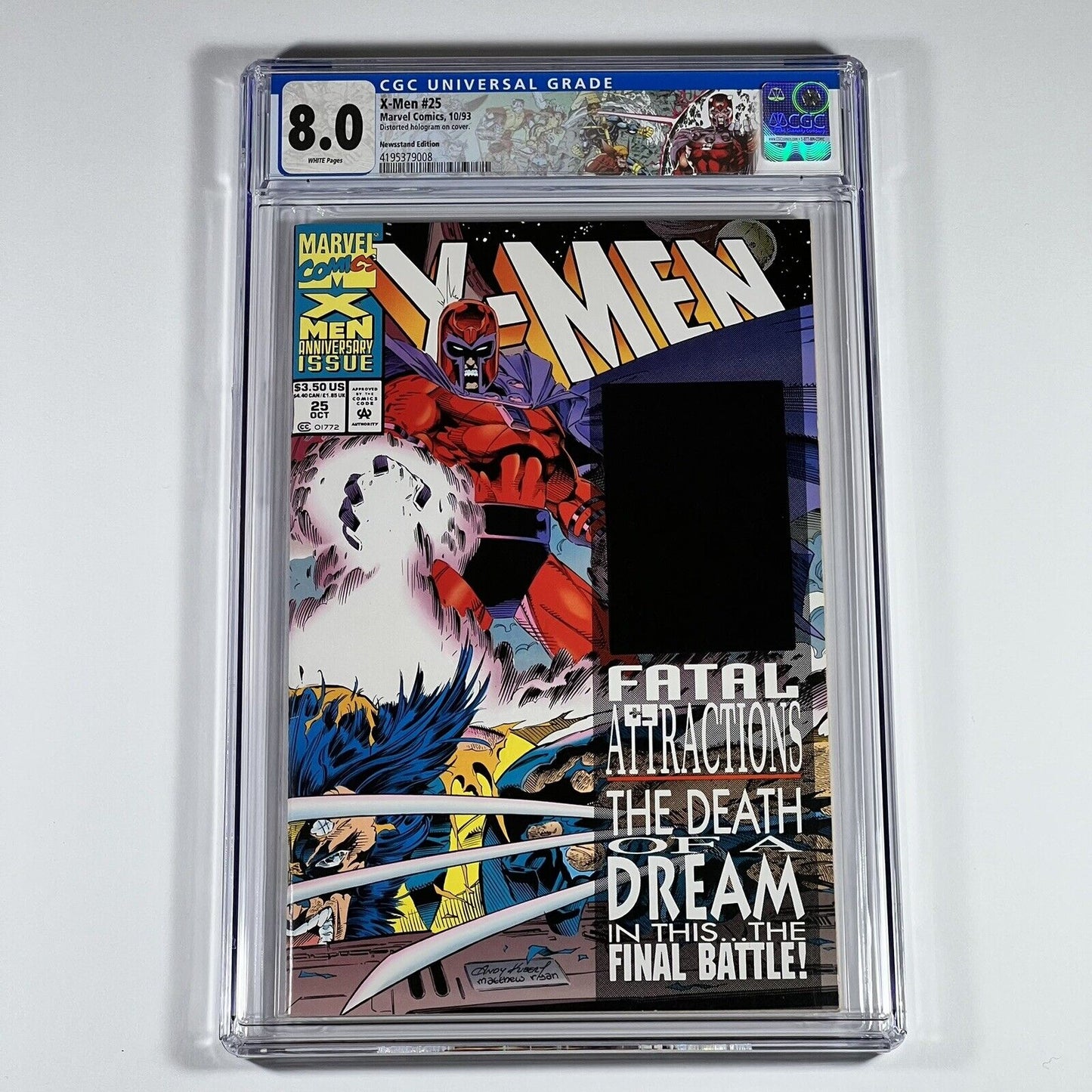 X-Men #5 CGC 8.0 Blue Distorted Hologram NEWSSTAND RARE Custom Label Marvel 1993