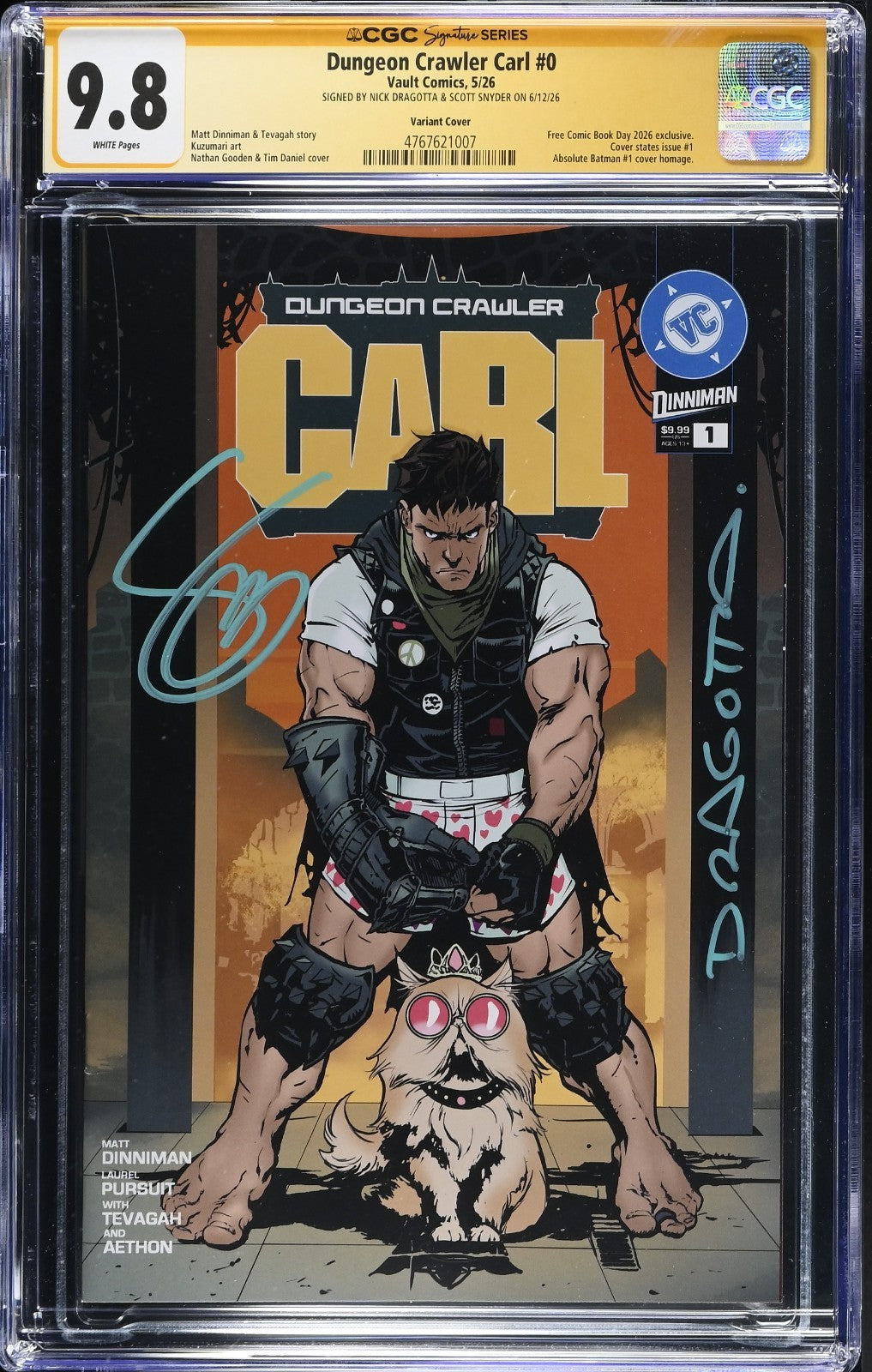 Dungeon Crawler Carl 0 CGC 9.8 POP 1! Scott Snyder Nick Dragotta 1st Print