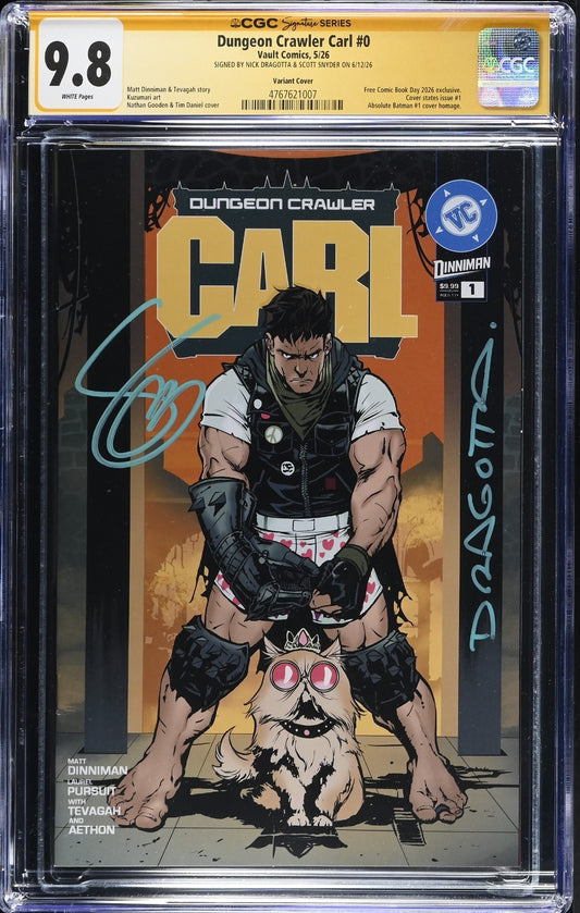 Dungeon Crawler Carl 0 CGC 9.8 POP 1! Scott Snyder Nick Dragotta 1st Print