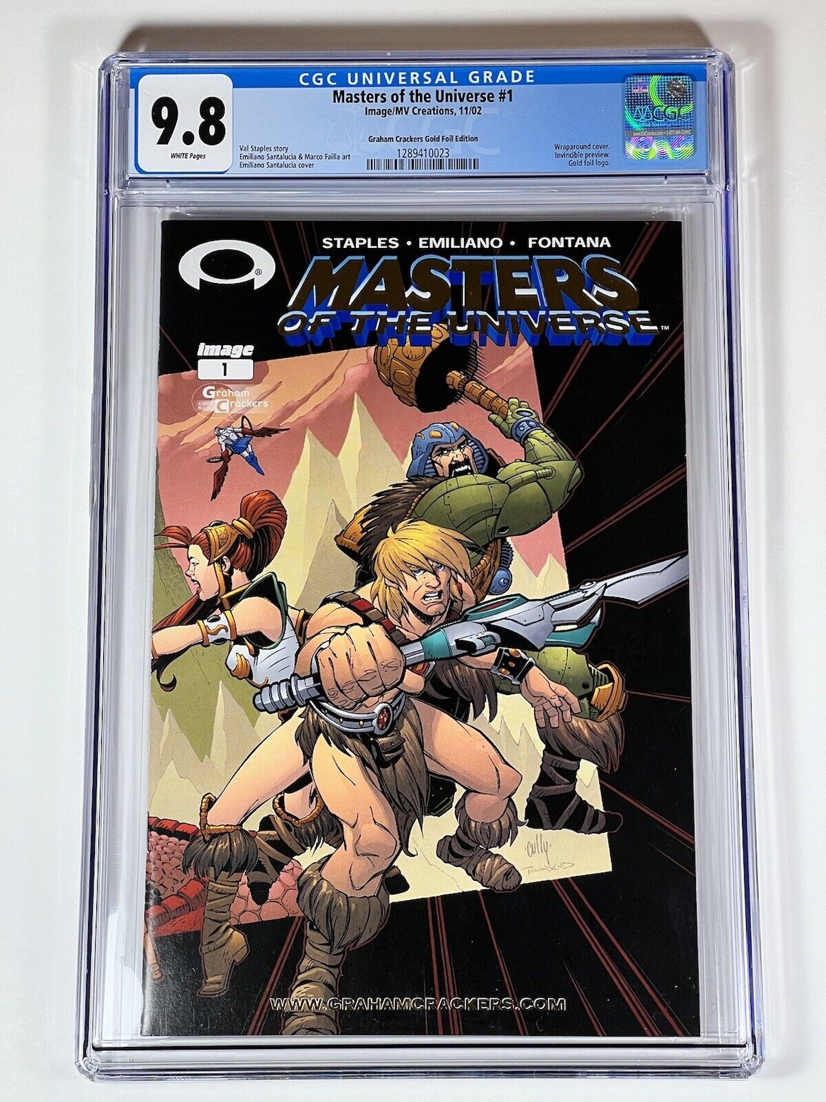 Masters of the Universe 1 CGC 9.8 w/COA Graham Crackers Gold MV Creations IMAGE