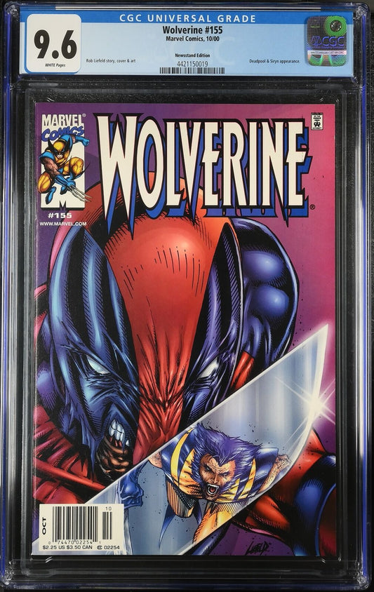 Wolverine #155 CGC 9.6 NEWSSTAND VARIANT Deadpool Marvel Comics 2000 RARE HIGH G