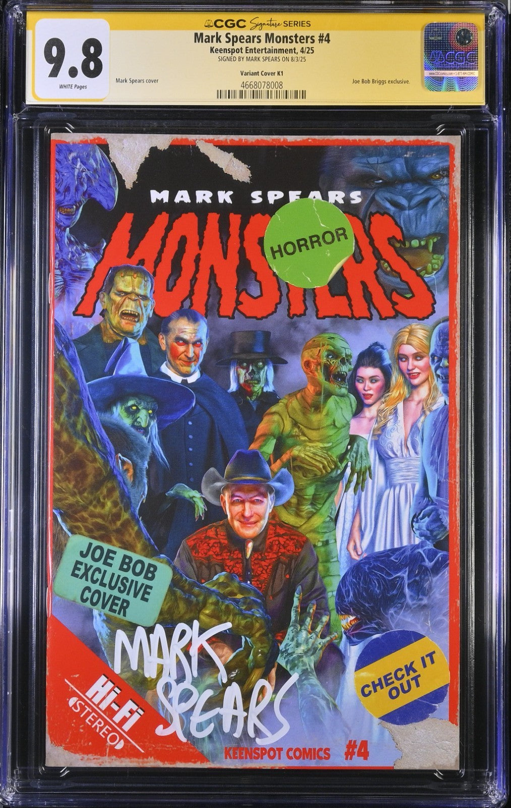 Mark Spears Monsters #4 CGC SS 9.8 Joe Bob 1 of 1 only 9.8 Only 100 Printed K1