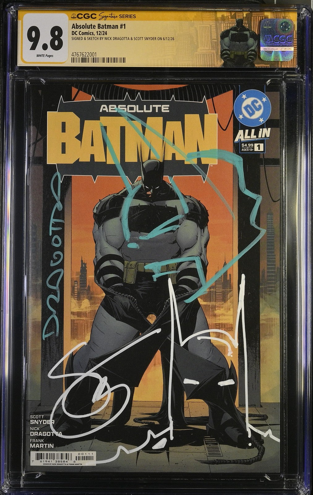Absolute Batman #1 CGC 9.8 First Print Double Signed & Remarqued Snyder Dragotta