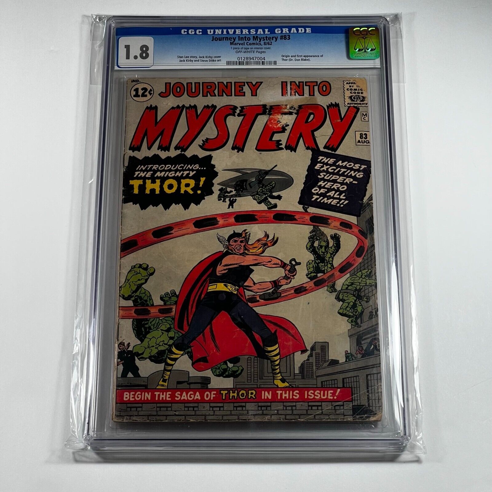 Journey Into Mystery #83 CGC 1.8 Marvel Comics 1962 1st Thor Off White Unpressed