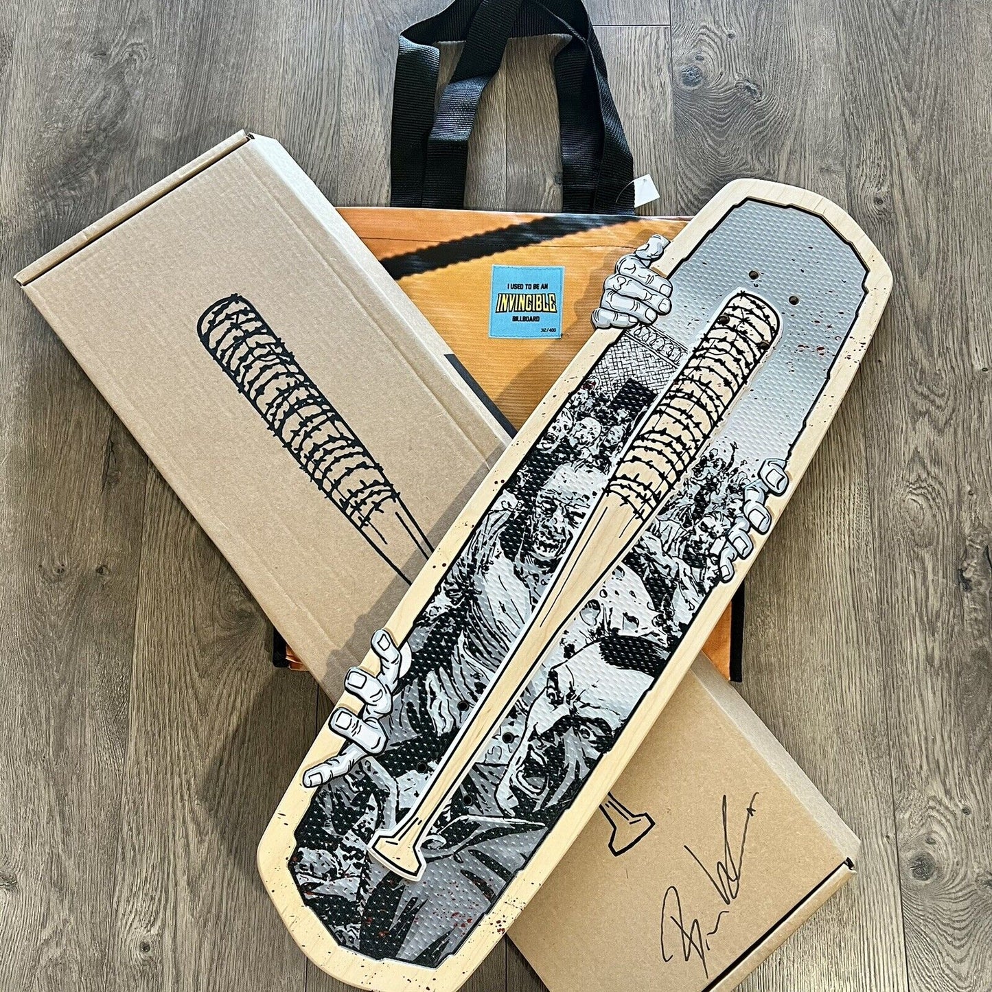 SDCC 2023 Lucille Walking Dead Skateboard SIGNED + Invincible BAG LE150 Skybound