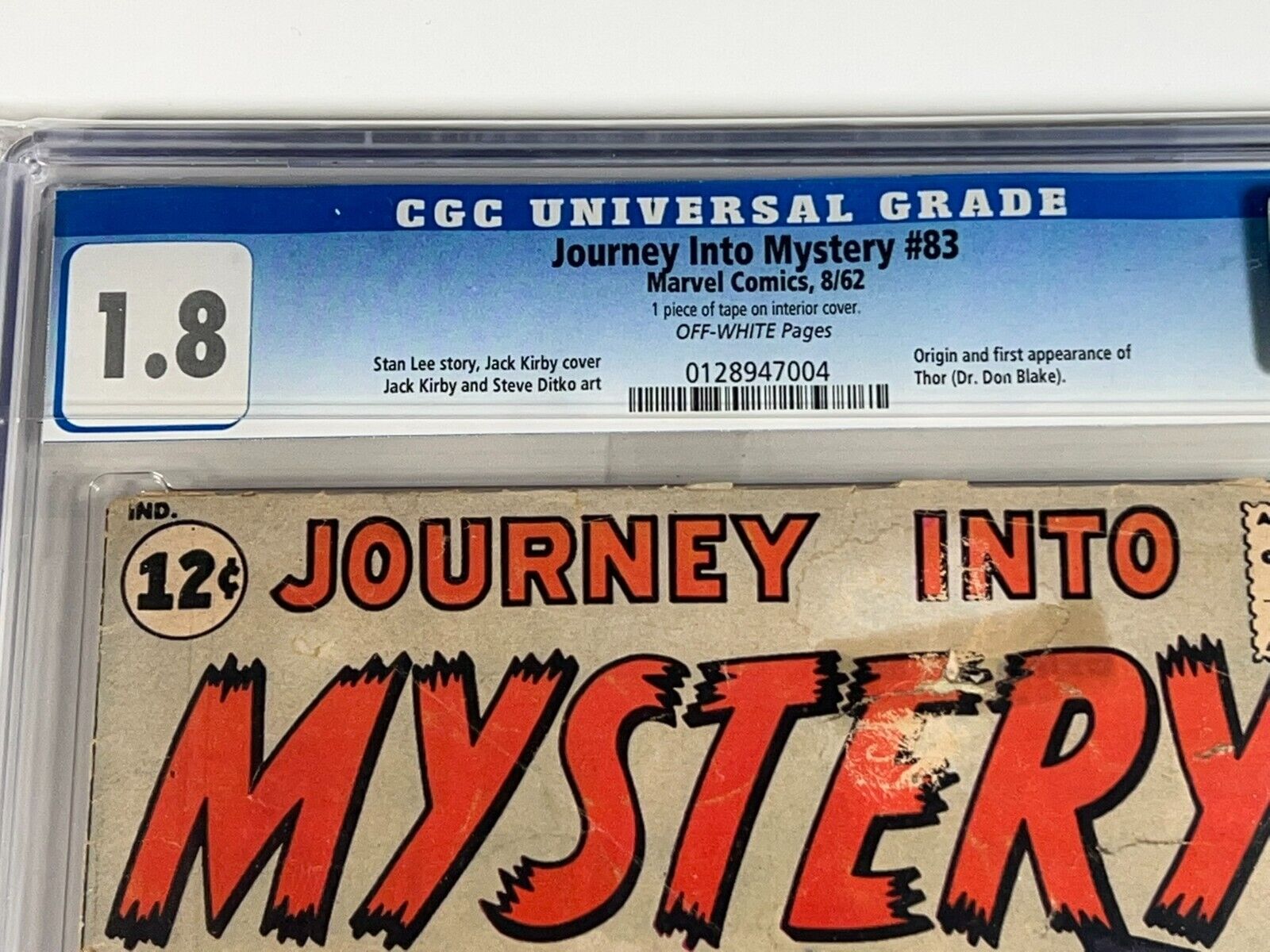 Journey Into Mystery #83 CGC 1.8 Marvel Comics 1962 1st Thor Off White Unpressed