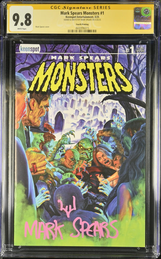 Mark Spears Monsters #1 - 4th Print Variant CGC SS 9.8 Signed & Remarked in Pink
