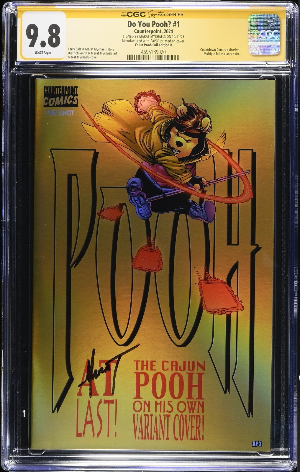 Do You Pooh #1 CGC SS 9.8 Signed Marat Mychaels POP 1! Gambit Gold Cajun Foil
