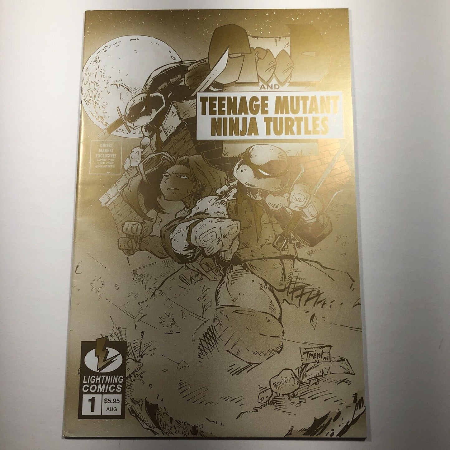 Creed and Teenage Mutant Ninja Turtles 1 RARE GOLD Variant 1200 Print Lightning 