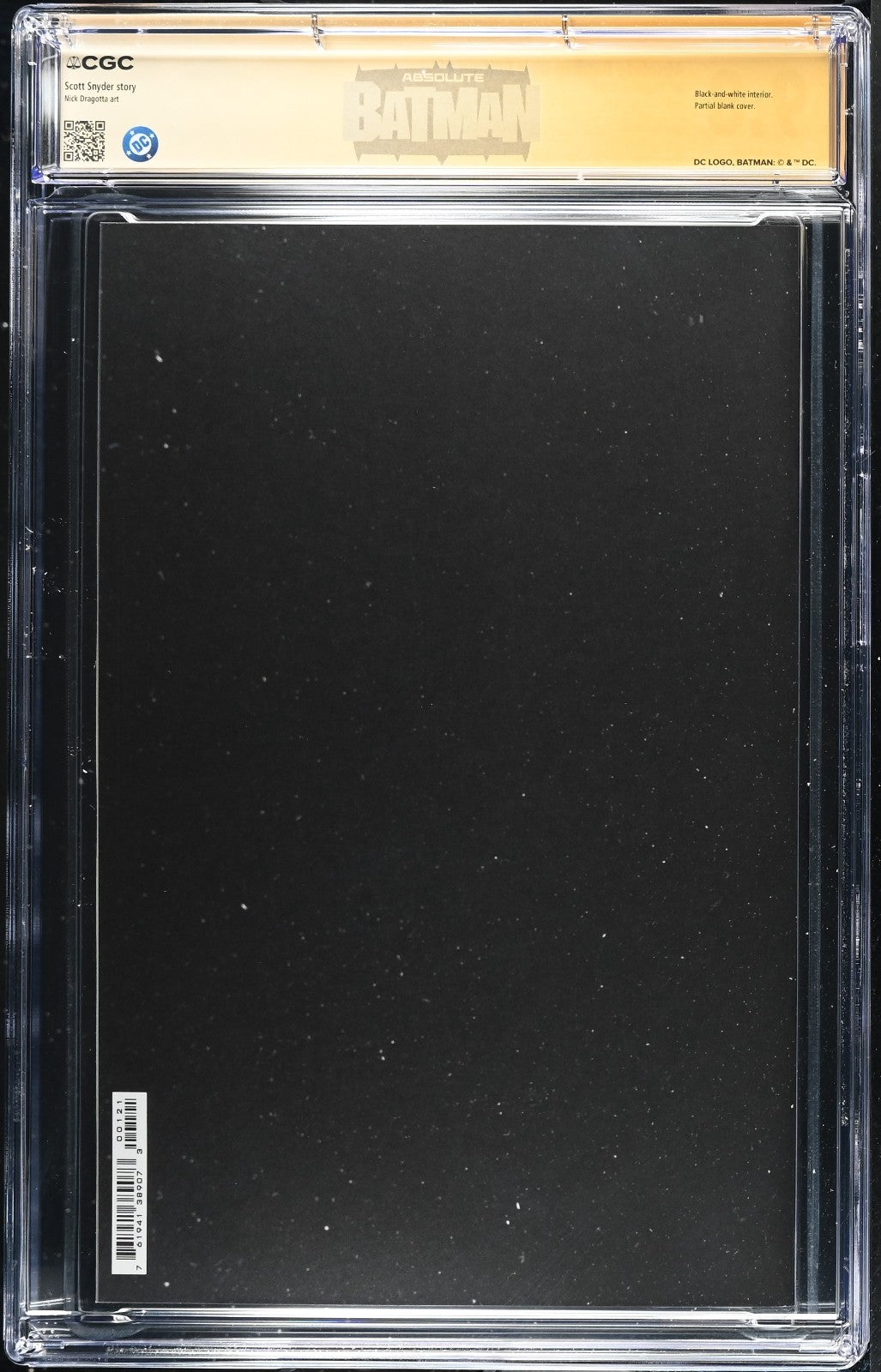 Absolute Batman Noir #1 CGC 9.8 Signed Scott Snyder Remarqued Nck Dragotta 1st P
