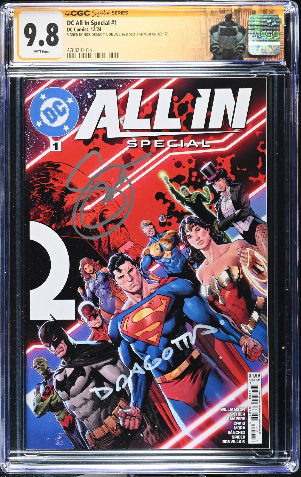 DC All In Special #1 CGC 9.8 1st Print Signed Scott Snyder & Nick Dragotta