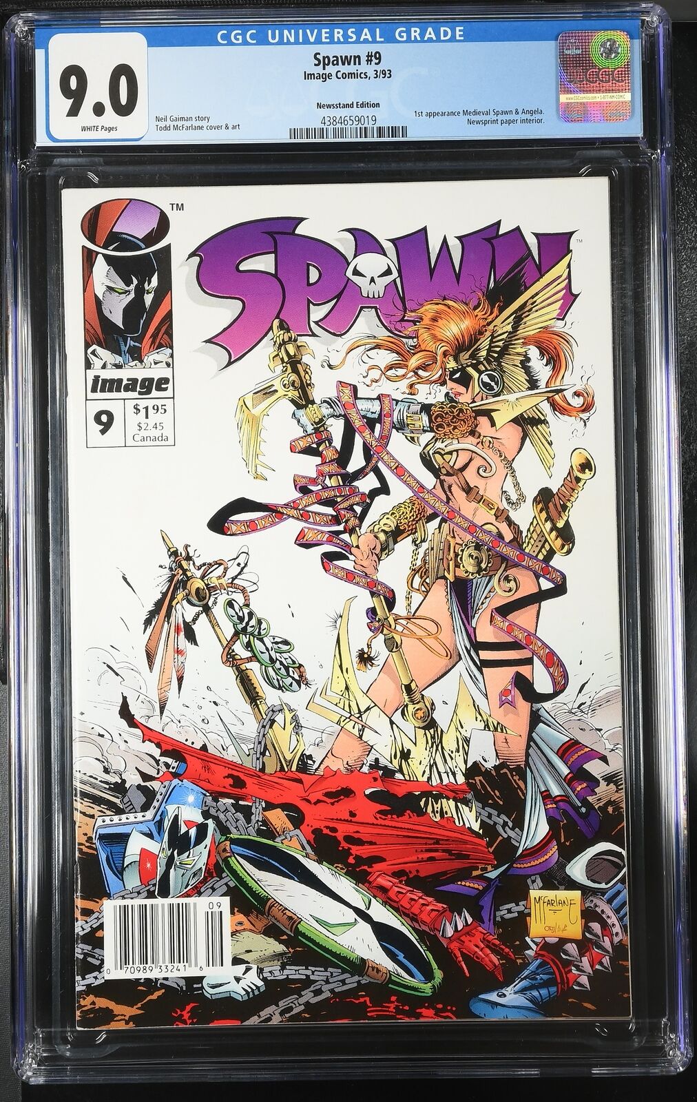 Spawn #9 CGC 9.0 NEWSSTAND Variant First Angela Image Comics Todd McFarlane 1993