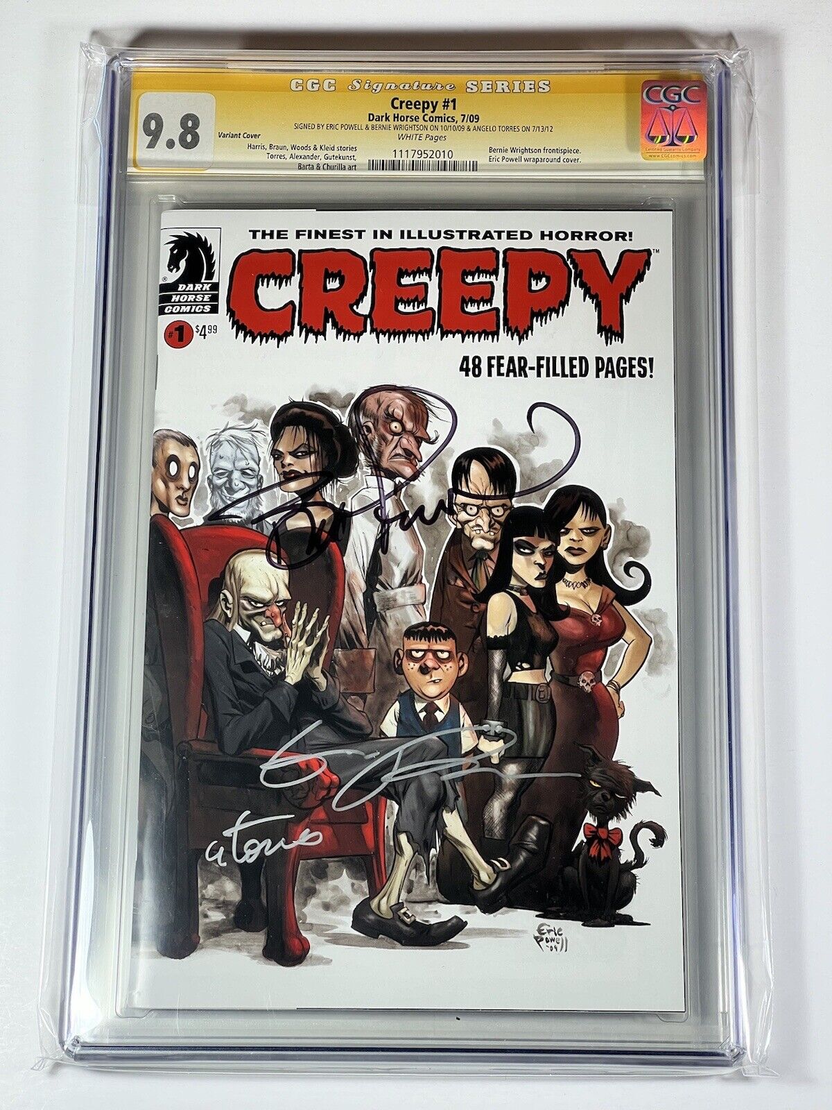 Creepy 1 CGC SS 9.8 SIGNED by Bernie Wrightson & Powell & Torres Dark Horse 2009