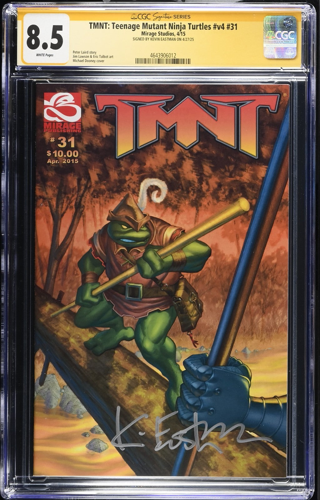 Teenage Mutant Ninja Turtles 31 CGC SS 8.5 Kevin Eastman Mirage 2015 HIGHEST GRD