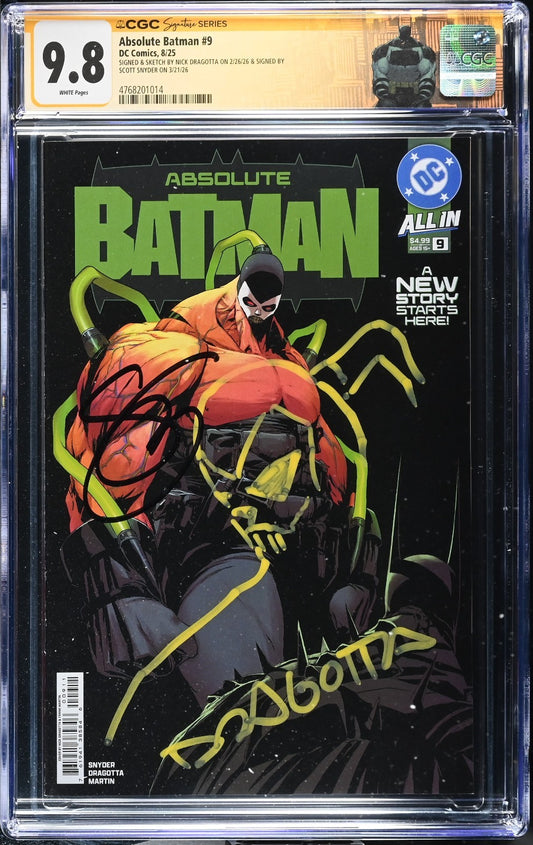 Absolute Batman #9 CGC 9.8 1st Print Signed Scott Snyder Remarqued Nick Dragotta