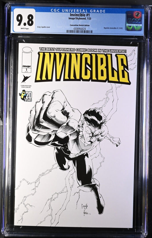 Invincible 1 CGC 9.8 Greg Capullo Variant 7/23 Image/Skybound SDCC Sketch