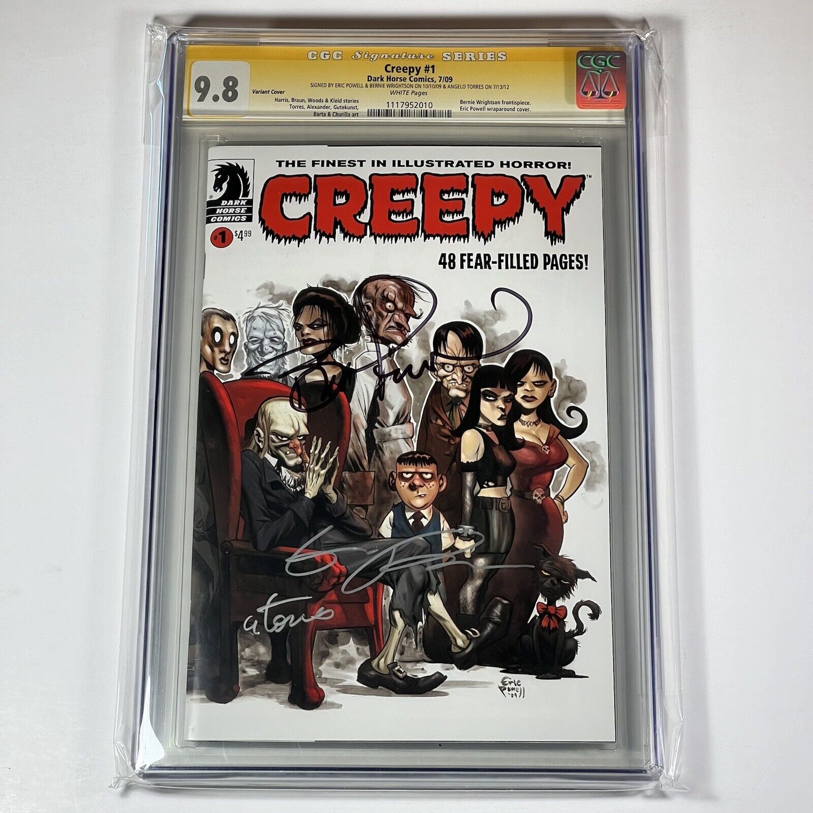 Creepy 1 CGC SS 9.8 SIGNED by Bernie Wrightson & Powell & Torres Dark Horse 2009