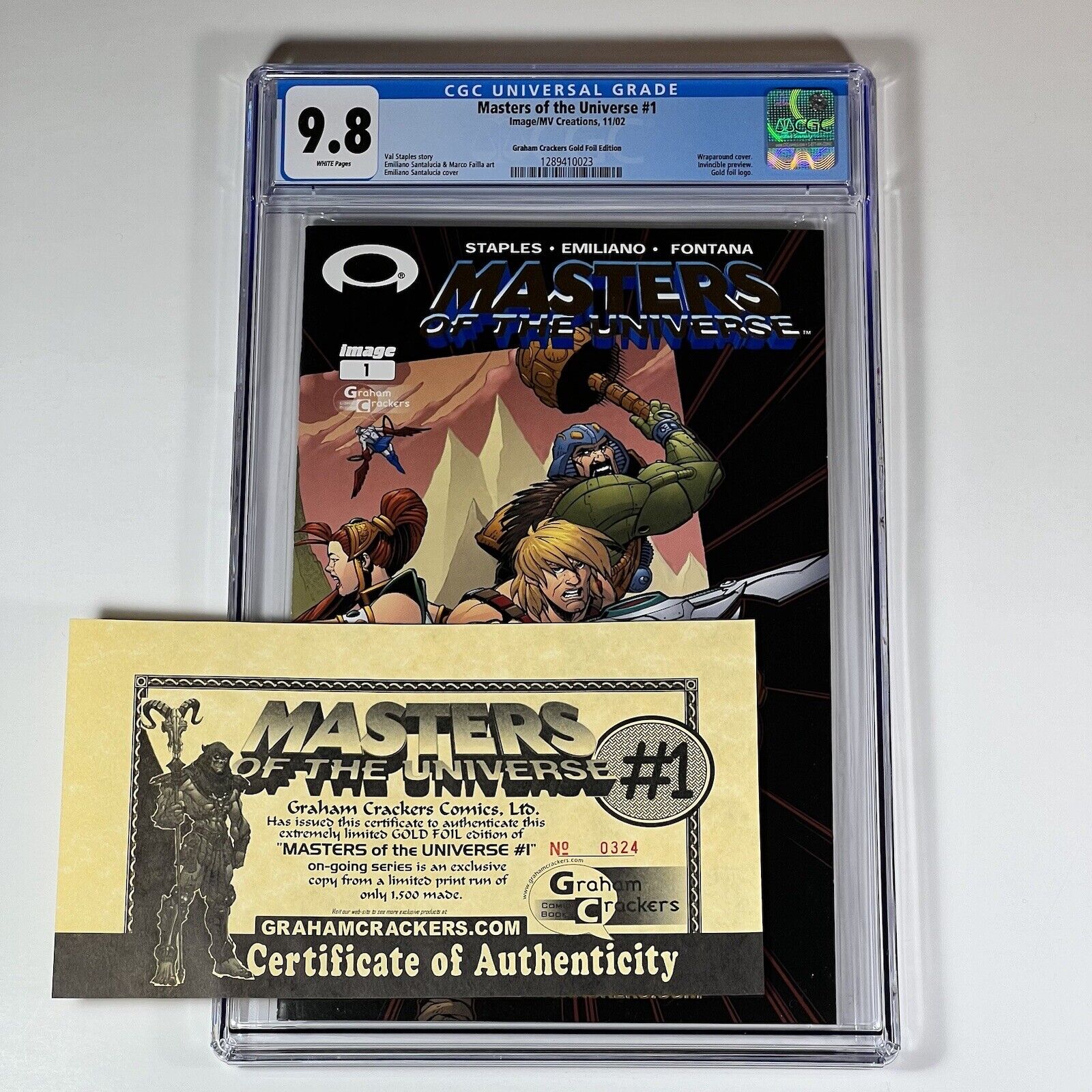 Masters of the Universe 1 CGC 9.8 w/COA Graham Crackers Gold MV Creations IMAGE