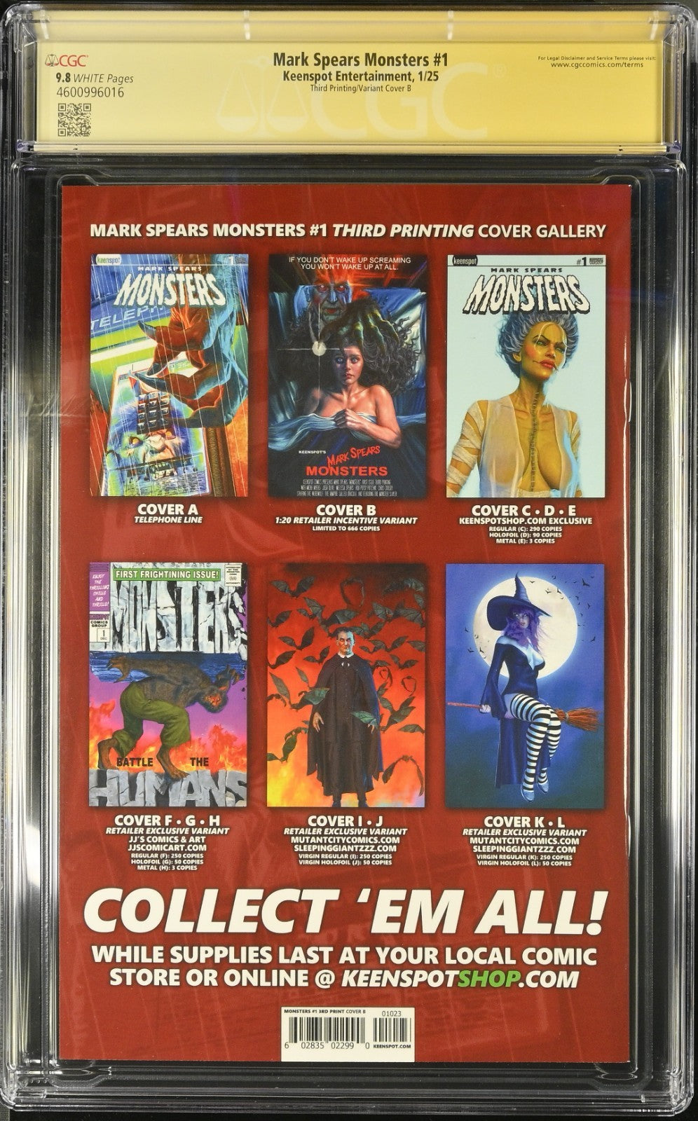 Mark Spears Monsters #1 CGC SS 9.8 Nightmare On Elm St POP 4! Rare Keenspot 2025