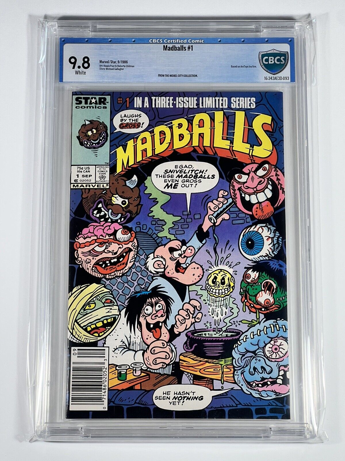 Madballs #1 CBCS 9.8 NEWSSTAND Marvel Star 1986 Nickel City Collection Pedigree