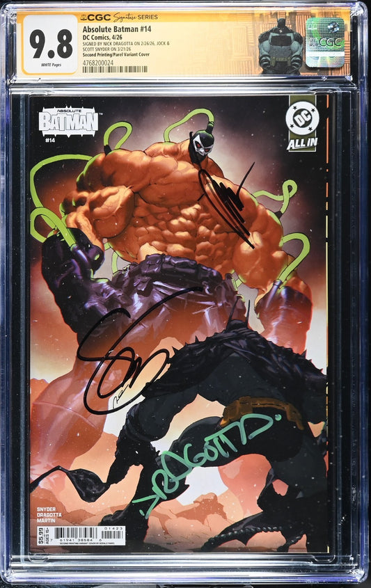Absolute Batman #14 CGC 9.8 3X Signed Scott Snyder Jock Nick Dragotta