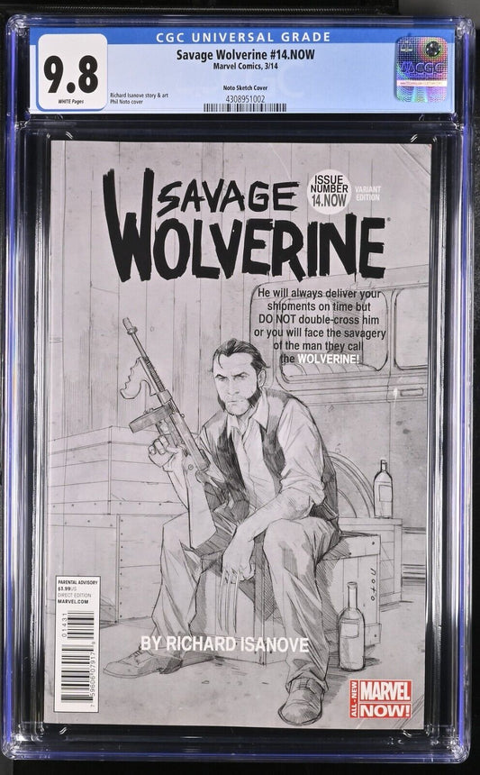 Savage Wolverine 14.NOW CGC 9.8 Variant Noto Sketch 1:100 2014 Marvel Comic RARE