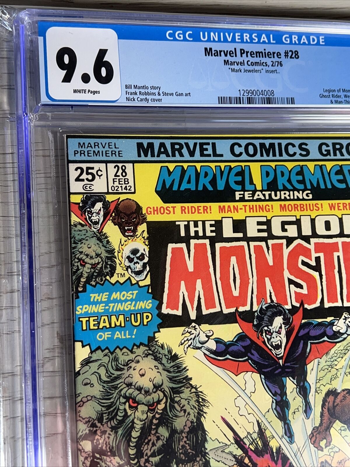 Marvel Premiere #28 CGC 9.6 MARK JEWELERS - WHITE PAGES Legion of Monsters 1976