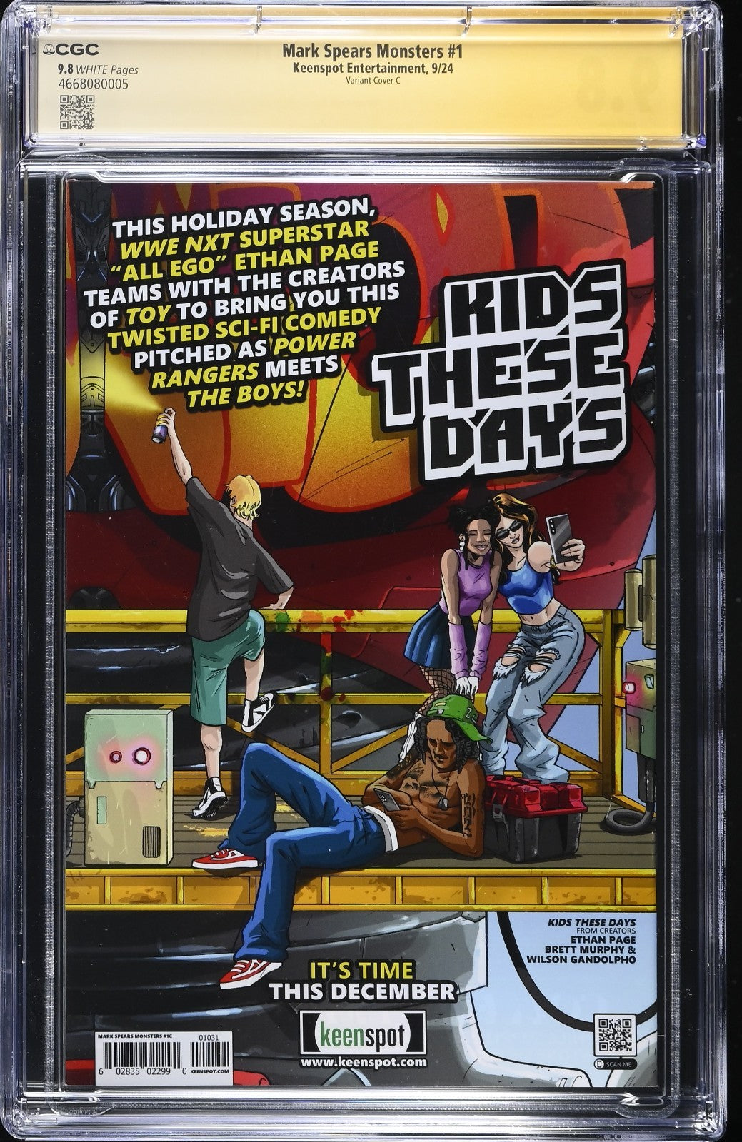 Mark Spears Monsters 1 CGC SS 9.8 Cover C Infinity  Gauntlet Pop 5 Keenspot 2024