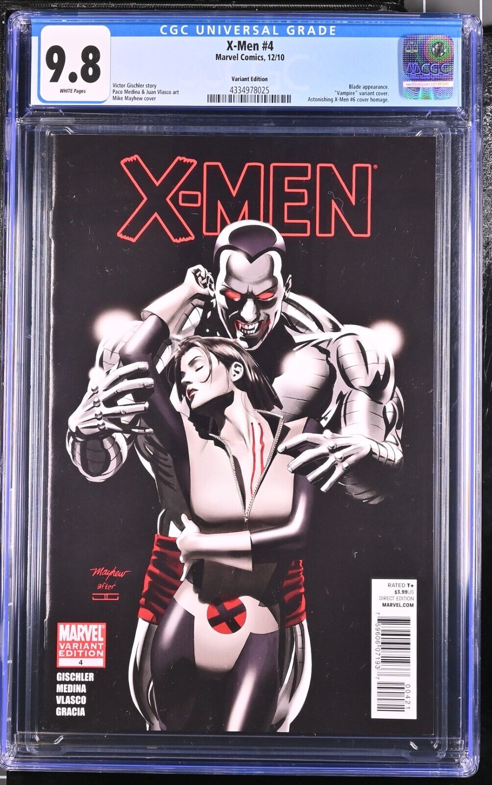 X-Men 4 Vampire Variant CGC 9.8 Mike Mayhew 2010 Marvel Comics only 19 in 9.8!