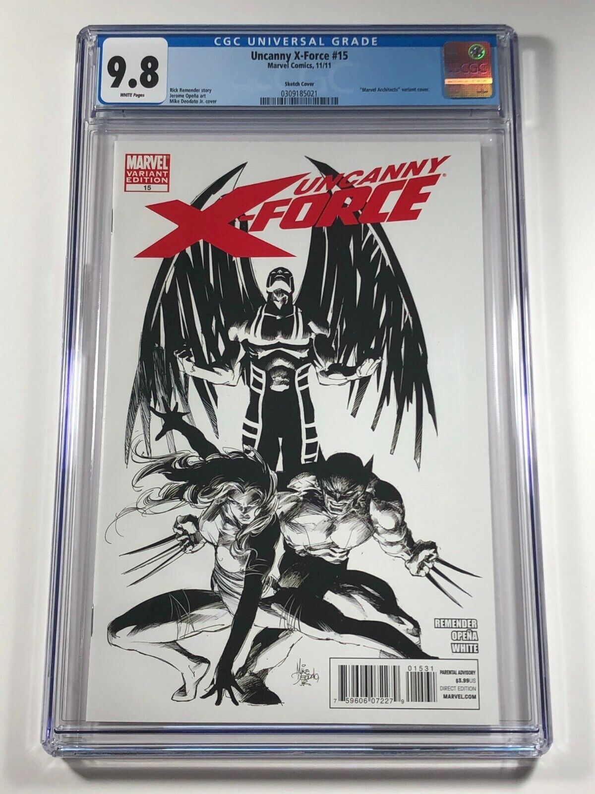 Uncanny X-Force #15 CGC 9.8 Variant X2 - 1:26 & 1:52 Sketch 2011 Marvel Comics