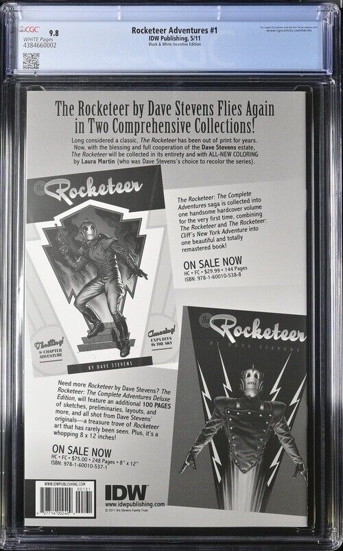 Rocketeer Adventures 1 Variant CGC 9.8 + 2 & 3 Dave Stevens IDW 2011 RARE 1:25