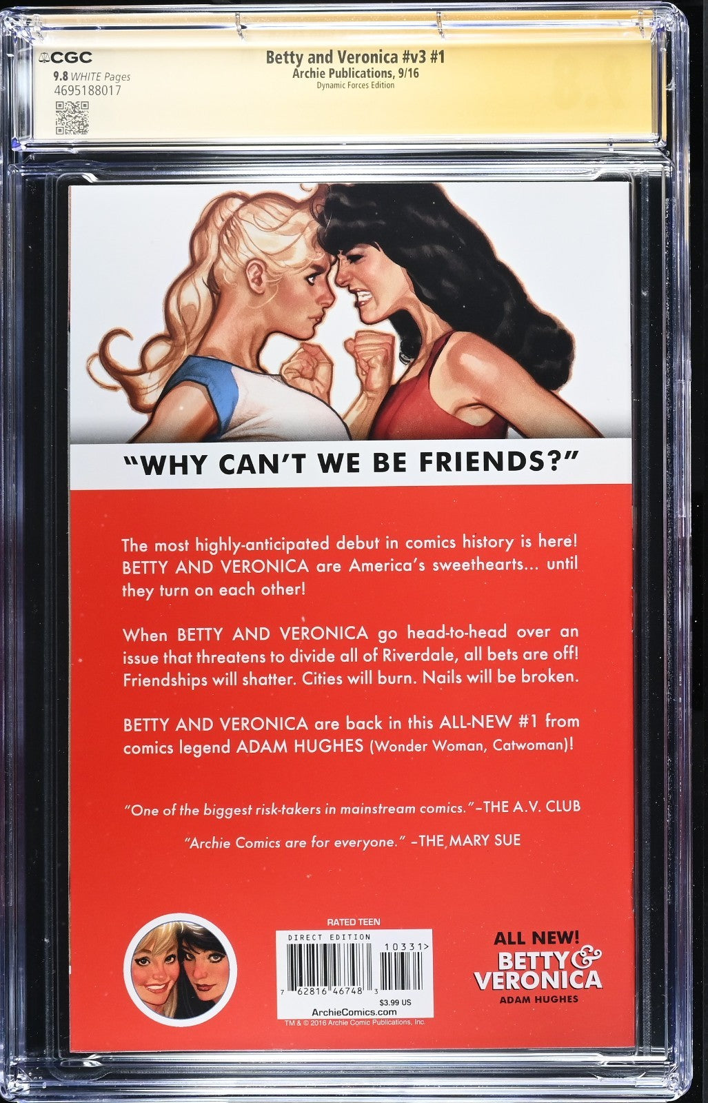 Betty and Veronica #1 CGC SS 9.8 Signed Jenny Frison RARE DYNAMIC FORCES 2016