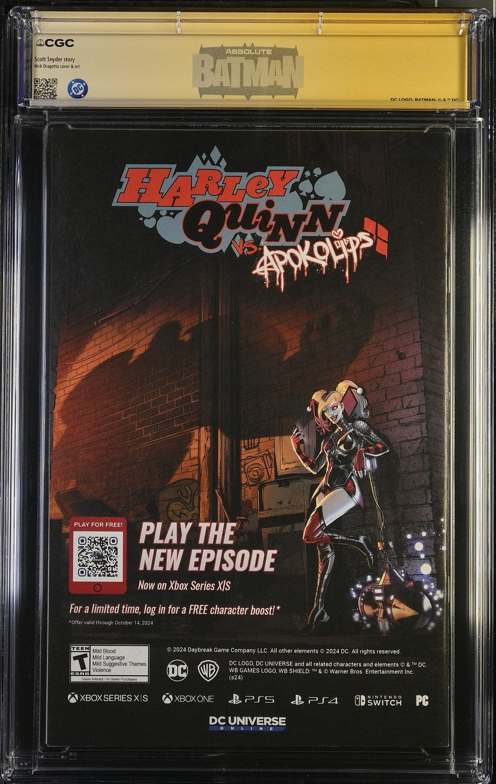 Absolute Batman #1 CGC 9.8 First Print Double Signed & Remarqued Snyder Dragotta