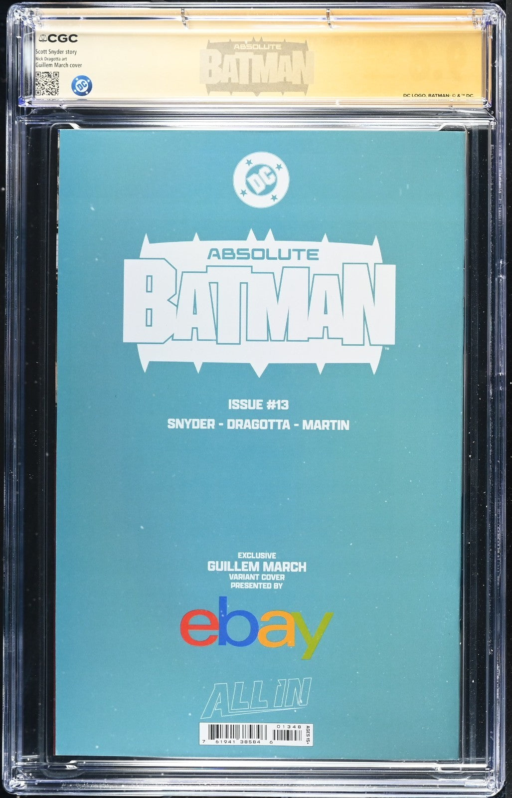 Absolute Batman #13 CGC 9.8 NYCC March Variant Signed Scott Snyder Nick Dragotta