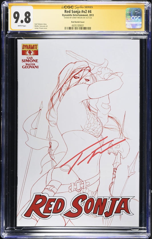 Red Sonja 4 CGC SS 9.8 Jenny Frison Red Sketch LIMITED to 50 Printed ONLY GRADED
