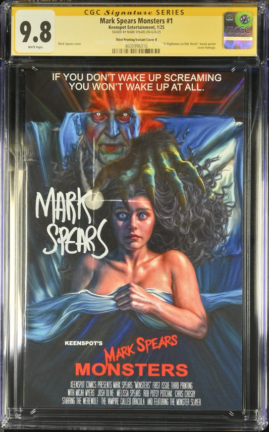 Mark Spears Monsters #1 CGC SS 9.8 Nightmare On Elm St POP 4! Rare Keenspot 2025