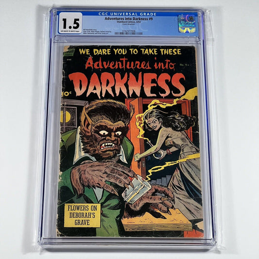 Adventures Into Darkness 9 CGC 1.5 OWW Pgs - Werewolf 1953 Standard Comics