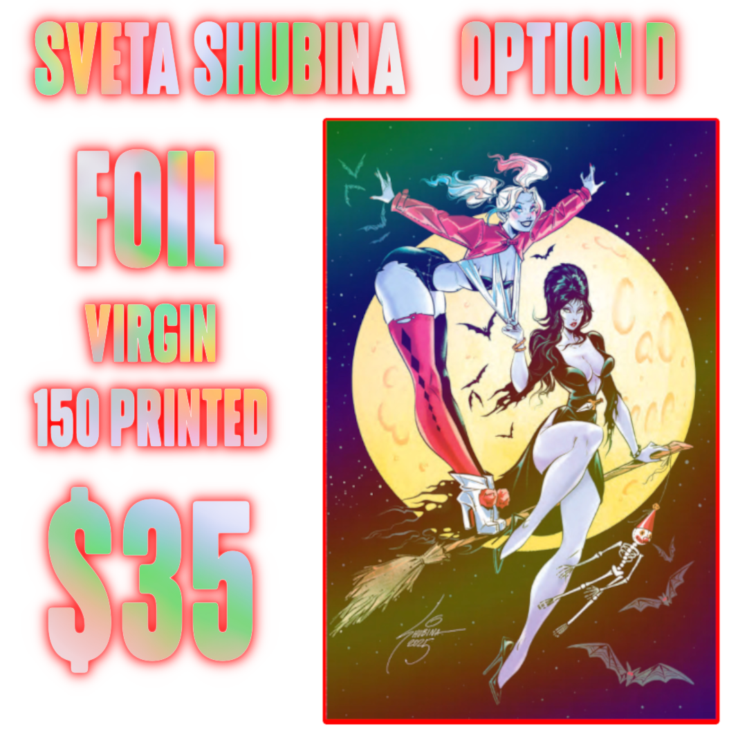 Harley Quinn X Elvira #1 FOIL VIRGIN Sveta Shubina Variant PRE-ORDER LIMIT 1!