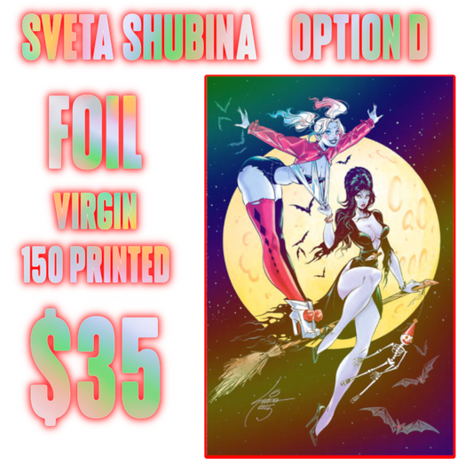 Harley Quinn X Elvira #1 FOIL VIRGIN Sveta Shubina Variant PRE-ORDER LIMIT 1!
